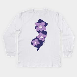 New Jersey Violet Kids Long Sleeve T-Shirt